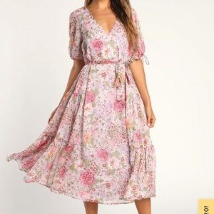 Lulus Puff Sleeve Midi Dress